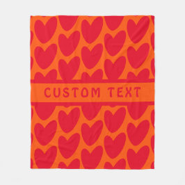 Retro Orange och Groovy Red Hearts Fleecefilt