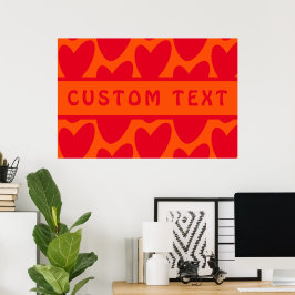 Retro Orange och Groovy Red Hearts Poster