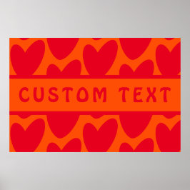 Retro Orange och Groovy Red Hearts Poster