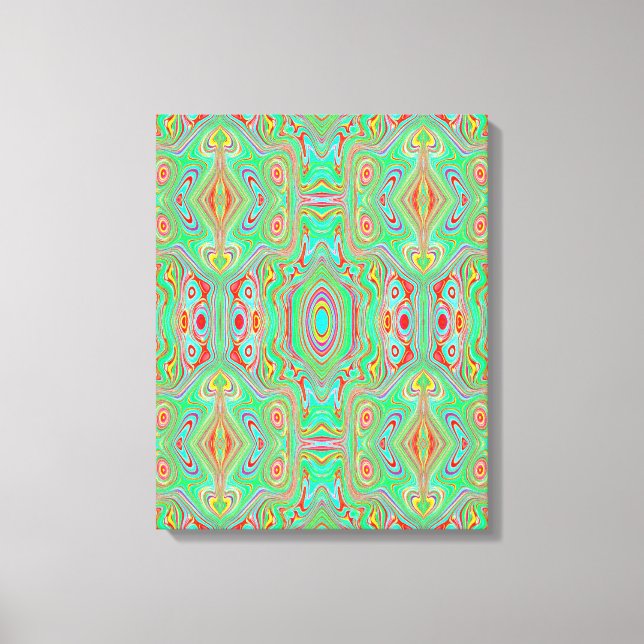 Retro Orange och Lime Green Abstrakt Mönster Canvastryck (Framsida)