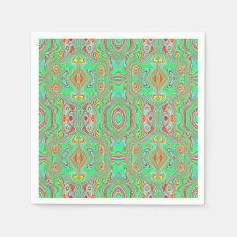 Retro Orange och Lime Green Abstrakt Mönster Pappersservett