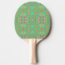 Retro Orange och Lime Green Abstrakt Mönster Pingisracket