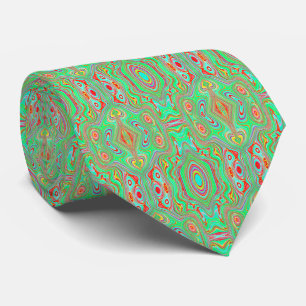 Retro Orange och Lime Green Abstrakt Mönster Slips