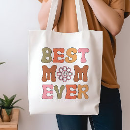Retro Orange och Rosa Best Mamma Aldrig Tote Bag Tygkasse