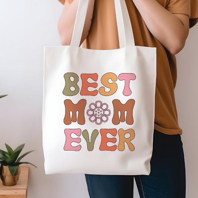Retro Orange och Rosa Best Mamma Aldrig Tote Bag Tygkasse (Skapare uppladdad)