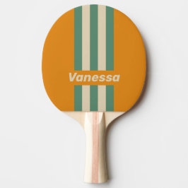 Retro Orange Pin Ränder med Namn Pingisracket