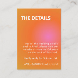 Retro Orange Pink Gradient Wedding QR Code RSVP Tilläggskort