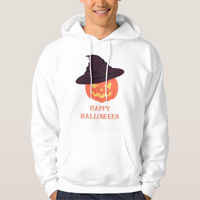 Retro Orange Pumpkin Happy halloween Hoodie (Framsida)