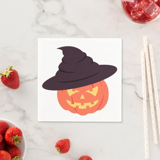Retro Orange Pumpkin Happy halloween Napkins Pappersservett (Insitu)