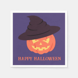 Retro Orange Pumpkin Happy halloween Napkins Pappersservett
