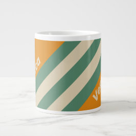 Retro Orange Ränder med Namn Jumbo Mugg