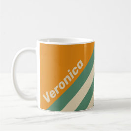 Retro Orange Ränder med Namn Kaffemugg