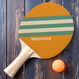 Retro Orange Ränder med Namn Pingisracket