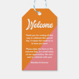 Retro Orange Rosa Välkommen Gift Basket Bag Bröllo Presentetikett