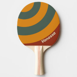 Retro Orange Rost Cirkel Rand med Namn Pingisracket