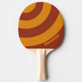 Retro Orange Rost Tre Cirkel Rand med Namn Pingisracket