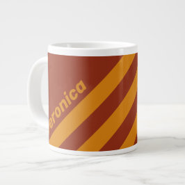 Retro Orange Rost Tre Ränder med Namn Jumbo Mugg