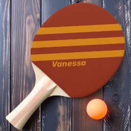Retro Orange Rost Tre Ränder med Namn Pingisracket