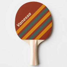 Retro Orange Rost Vinklad Randig med Namn Pingisracket