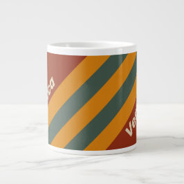 Retro Orange Rostiga Ränder med Namn Jumbo Mugg