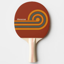 Retro Orange Rostiga Ränder med Namn Pingisracket