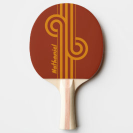 Retro Orange Rust Dubbelrandig Loop med namn Pingisracket