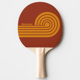 Retro Orange Rust Dubbla Curl-ränder med namn Pingisracket