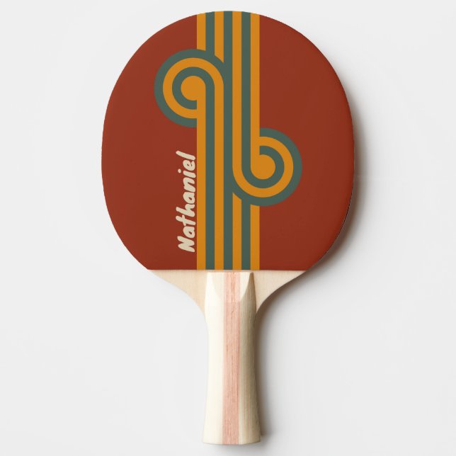 Retro Orange Rust Loop med namn Pingisracket (Framsidan)