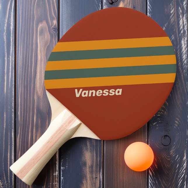 Retro Orange Rust Rand med Namn Pingisracket (Skapare uppladdad)
