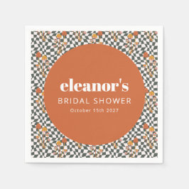 Retro orange-ruta svamp skräddarsydd bröllopsdusch pappersservett