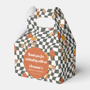 Retro Orange Rutig Svamp Bröllopsdusch Presentaskar