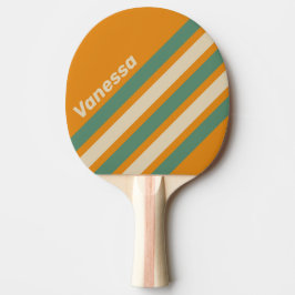 Retro Orange Sneda Ränder med Namn Pingisracket