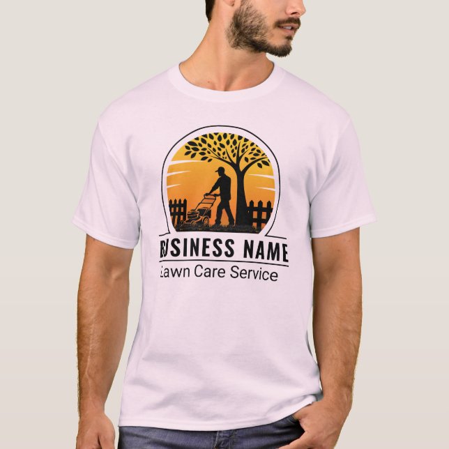 Retro Orange Solnedgång Trädgårdsmästare Grönytevå T Shirt (Framsida)