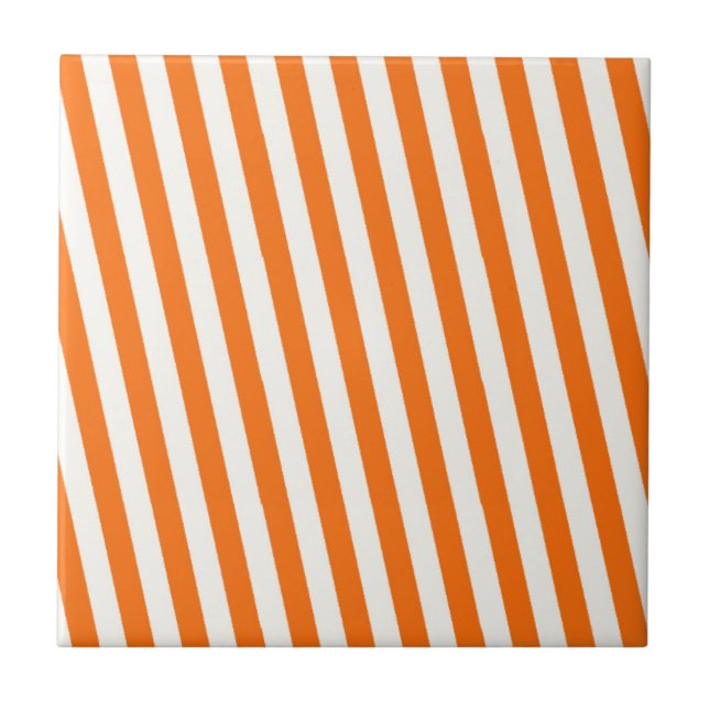 Retro Orange stripe Mönster Kakelplatta (Framsidan)