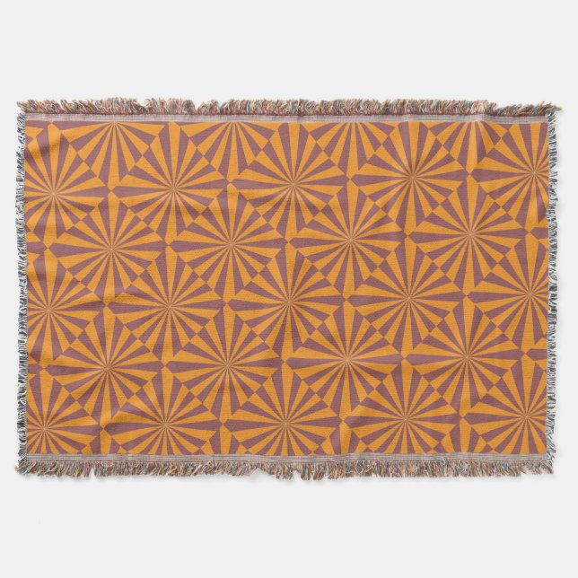 Retro Orange Sunburst Pattern Filt (Framsidan)