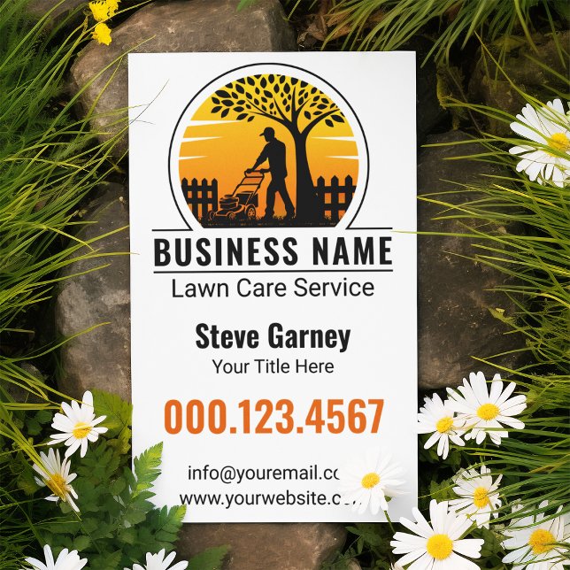 Retro Orange Sunset Gardener Gräsmatta Care Flygblad (Skapare uppladdad)