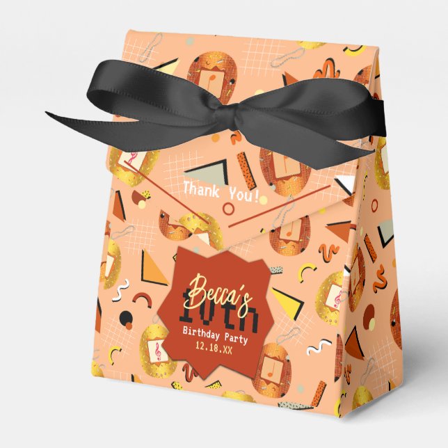 Retro Orange Tamagotchi Birthday Presentaskar (Framsidan Sidan)