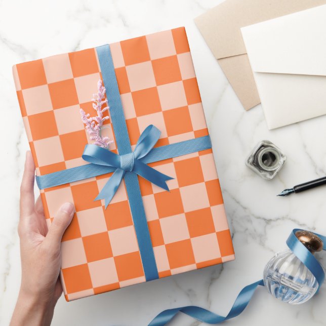 Retro orange tartan-rutig höst presentpapper (Gifting)