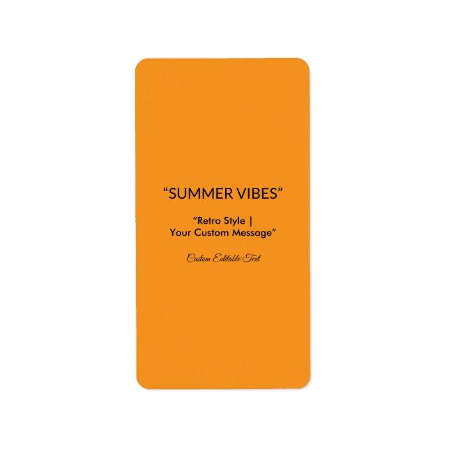 Retro Orange Textur – Sommarstämning Konst Adressetikett (Framsidan)