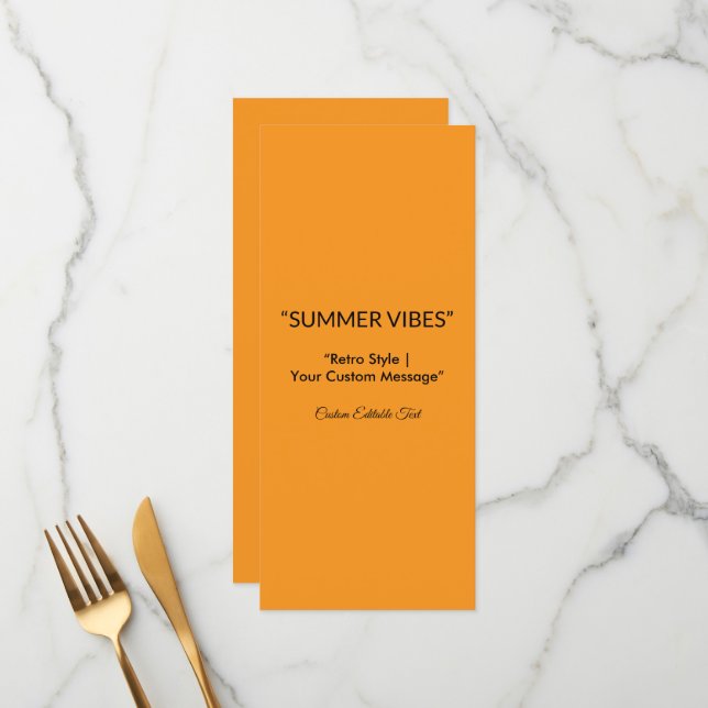Retro Orange Textur – Sommarstämning Konst Meny (Fram/Back In Situ)