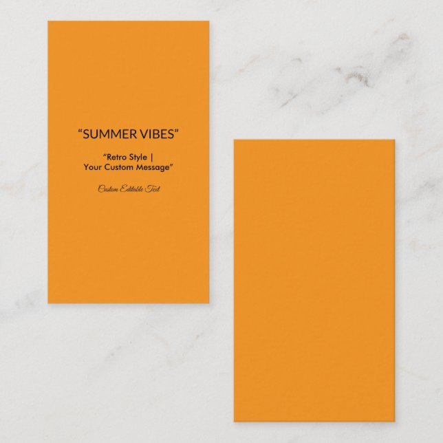 Retro Orange Texture – Summer Vibes Art Visitkort (Fram/baksida)