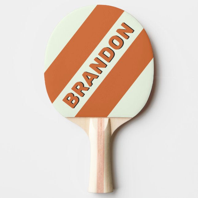 Retro Orange Three Tjocka Ränder med Namn Pingisracket (Framsidan)
