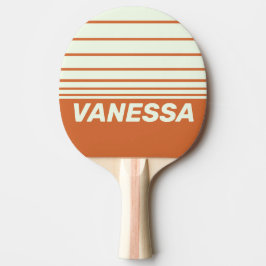 Retro Orange Tre Horisontella Ränder med Namn Pingisracket