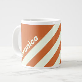 Retro Orange Tre Ränder med Namn Jumbo Mugg