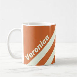 Retro Orange Tre Ränder med Namn Kaffemugg