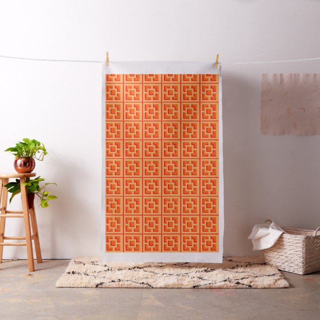 Retro Orange Trellis Fabric Tyg (In Situ)