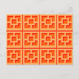 Retro Orange Trellis vykort