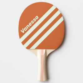 Retro Orange Trevinklad Randig med Namn Pingisracket