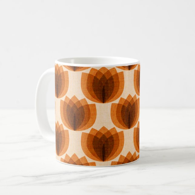 Retro orange tulip-blommor kaffemugg (Framsida vänster)