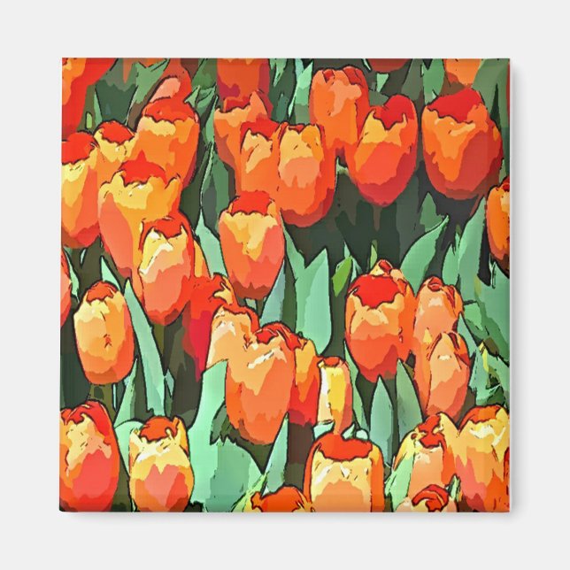 Retro Orange Tulips Magnet (Framsidan)